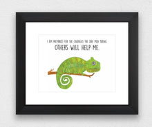 Load image into Gallery viewer, Chameleon "I am prepared for changes" Affirmation Original Water Colour Print (NOT framed)