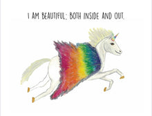 Load image into Gallery viewer, Unicorn "I am beautiful" Affirmation Water Colour Print (NOT framed)