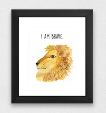 Load image into Gallery viewer, Lion "I am brave" Affirmation Water Colour Print (NOT framed)