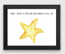 Load image into Gallery viewer, Starfish "Today I choose to smile" Affirmation Water Colour Print (NOT framed)