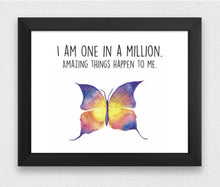 Load image into Gallery viewer, Butterfly &quot;I am One in a Million&quot; Affirmation Water Colour Print (NOT framed)
