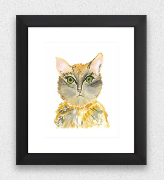 Cat Water Colour Original Art Print (NOT framed)