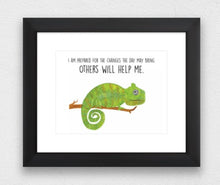 Load image into Gallery viewer, Chameleon &quot;I am prepared for changes&quot; Affirmation Original Water Colour Print (NOT framed)
